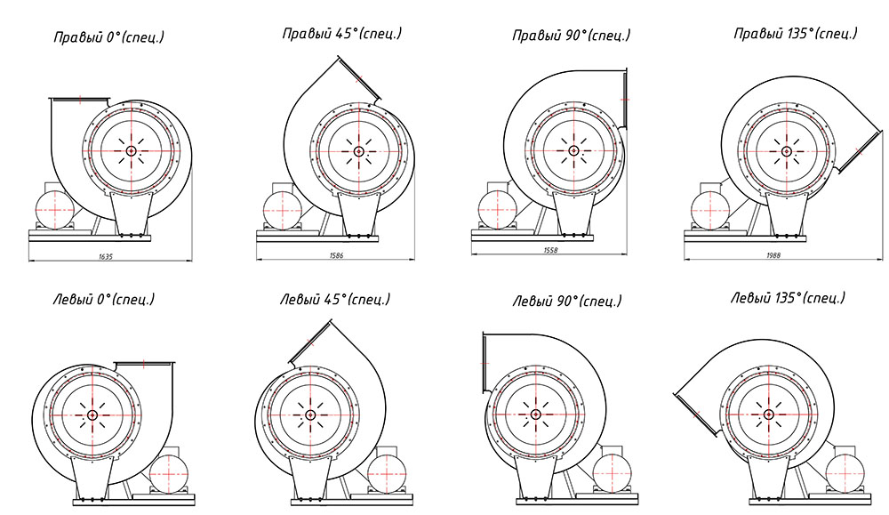 Габаритные и присоединительные размеры радиального вентилятора ВР 80-75 №12.5