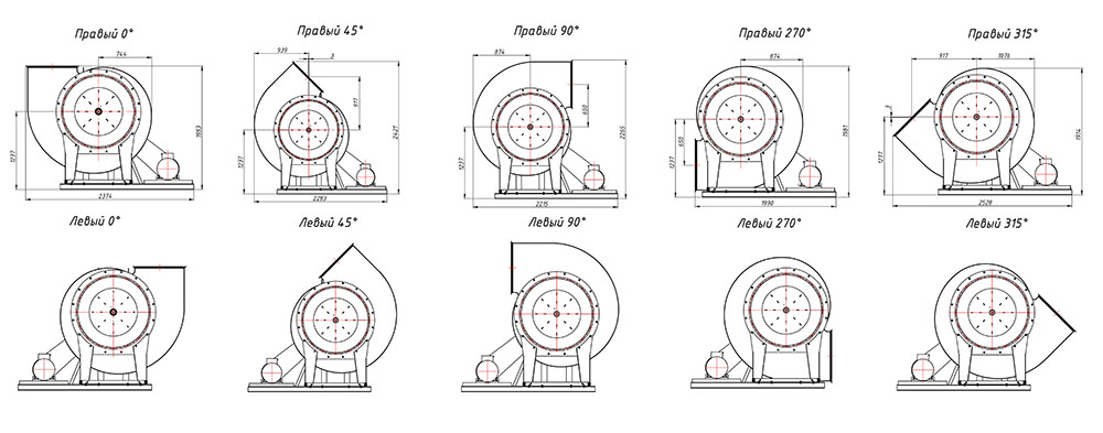 Габаритные и присоединительные размеры радиального вентилятора ВР 80-75 №10